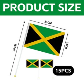 15 Pieces Jamaican Hand Waved Flags, National Flag Hand Waved Flags, Polyester Flags, Party Decorations, Fan Flags, Decorative Flags, Fan Supplies