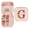 Travel Jewellery Box Small with Initial G and Flower, Jewellery