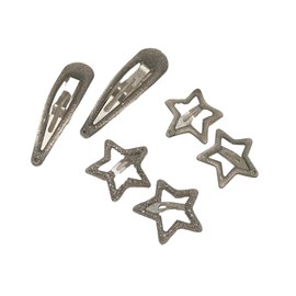 EZ PEACH Hair Clips, Cute Snap Hair Clips, Hairpins, Patching Pins, Sleeping, Bangs, Stars, Kids Hair Clips, Color Pins, Arrangement Pins for Kids, Adults, Hair Ornaments, Hair Clips, Hair Clips, Set of 6 (Silver)
