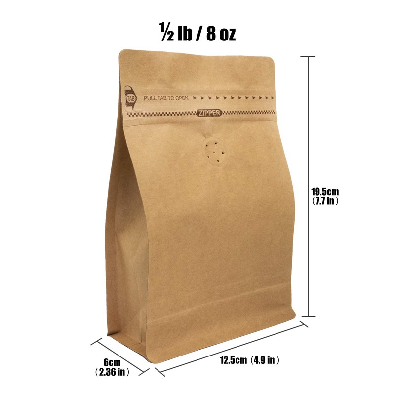 Bolsas de café de papel kraft natural, bolsa de café