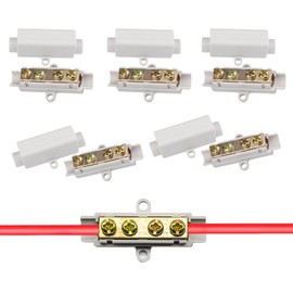 JDCMEI Pack of 5 Wire Connectors, Brass Conductor Shock Wire Clamp, Cable Connector, Electric Main Line Branch Terminal, Butt Wire Terminal Block, Connection Terminals 1000V 100A Suitable for 2.5 to