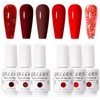 Gellen Color Gel 6 Color Set 8ml Red Glitter Gel