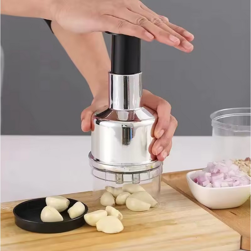 Stainless Steel Garlic Press and Onion Chopper - Manual Vegetable