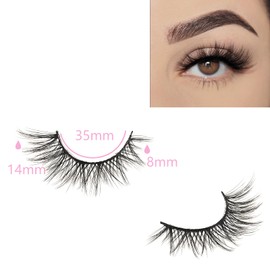 FARRED Cat Eye Lashes Wispy Fake Eyelashes Short 7 Pairs Natural Strip Lash Fluffy Mink Fox Eye Lashes Pack Small Full pestañas (A10 | 8-14MM)