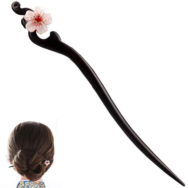 Women Girl's Hair Stick Wooden Handmade Hair Accessories,Chinese Retro Hairpins Flower Decor Model B