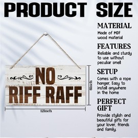 Funny Sign, No Riff Raff Sign, Funny Home Bar, Hanging Wooden Plaques Sign, Pub, Man Cave, Shed, Garage, Wooden Sign, Secret Santa Gift, Farmhouse Wall Decor, 11.8 * 5.9 Inch
