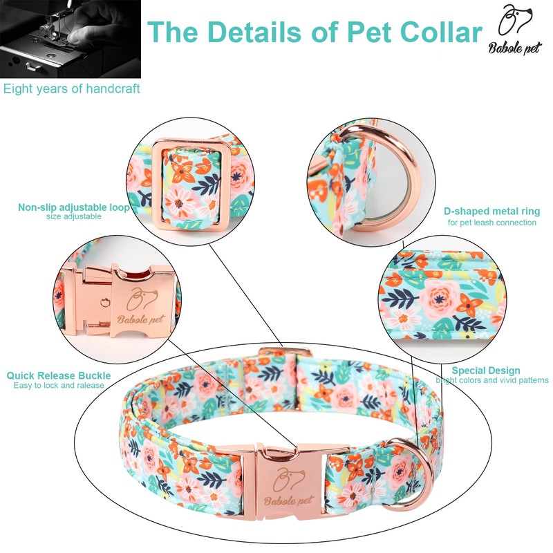 Babole Pet Floral Dog Collar - Cute Summer Flowers Dog