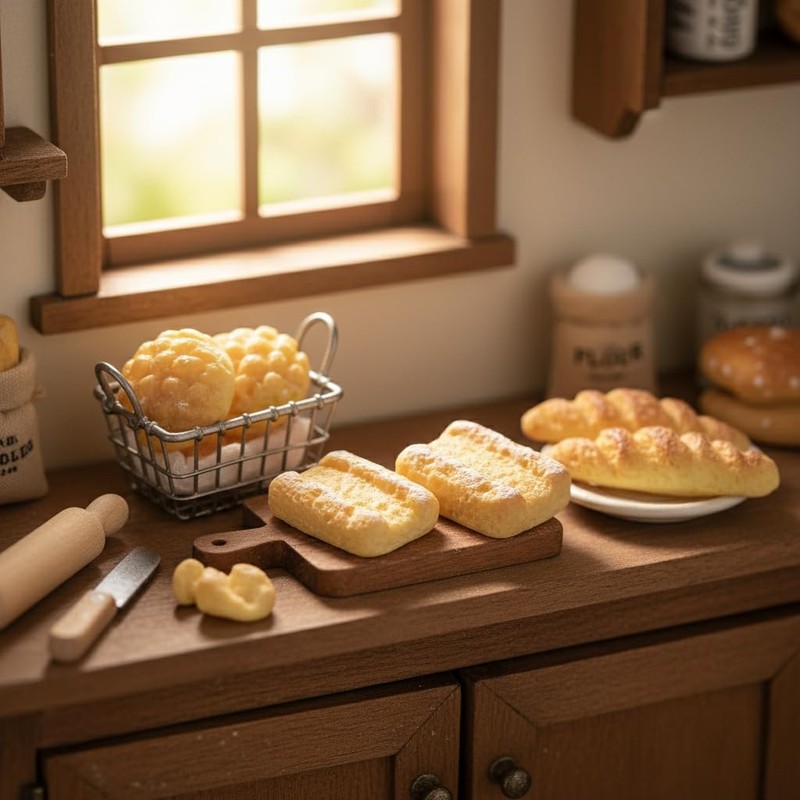 Hyper-Realistic Miniature Bread Set, 1/12 Scale Resin Food Props for