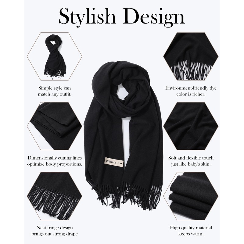 WELROG Women's Winter Scarf, black