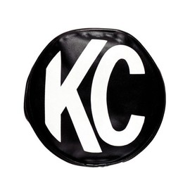 KC HiLiTES 5400 5" Round Black Vinyl Light Cover w/ White KC Logo - Set of 2