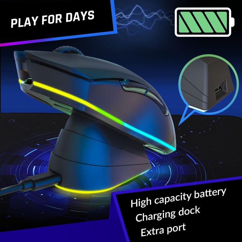 KLIM Blaze Pro Rechargeable Wireless Gaming Mouse with Charging Dock