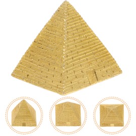 Zerodeko Egyptian Pyramid Statue: Golden Resin Pyramid Collectible Egypt Decorations Egyptian Pyramid Decor Pyramid Sculpture Ancient Building Model for Egypt Souvenirs Accessories