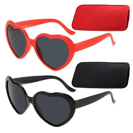 EHDWXVZM 2 Pairs Love Glasses, 2 Glasses Pockets, Love Sunglasses, Posing Glasses, Street Style Sunglasses, Fashion Retro Sunglasses, Party Glasses, black