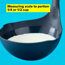 Tasty Everyday Soup Ladle for Left & Right-Handed Users, Soft-Touch Handle Soup Spoon for Cooking & Serving Soup, Spoon Ladle with Measurements, Kitchen Utensil, Size: 34x10x8cm, Colour: Black & Grey
