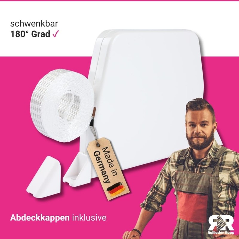 Rollra Surface-Mounted Roller Shutter Winder Including Caps and Belt 14