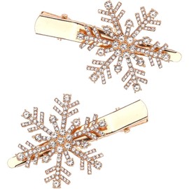 WADY Girls Hair Clips, 2 Pcs Christmas Rhinestone Snowflake Hair Clips, Snowflake Barrettes Fashionable, Snowflake Hairpin, Duck Bill Clips Alligator Hair Barrettes Hair Pins with Sparkly Rhinestones