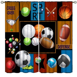 Basketball Curtains Boys Sport Kid Curtains for Bedroom, Basketball Sport Theme Window Treatments for Living Room,Teen Boys Girls Room Decor Drapes 2 Panel Sets,42x54 Inch