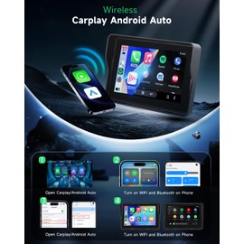 Rimoody Wireless Carplay Motorcycle Android Car, 5 Inch Toucuscreen Portable Carplay Display for Motorcycles, Car Radio for Motorcycles with Airplay/Android Cast/Bluetooth/Navigation/IP67 Waterproof