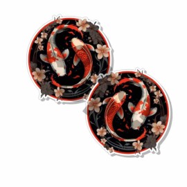 Wrapped in Skins Koi Fish Two Fishes Decals Japanese Fish Stickers Tackle Box RV Truck Trailer - 4"