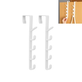 2 Pack - Over Door Hanger | Vertical Over The Door Hooks for Hanging Clothes, Hats, Purse, Towels | Overdoor Hanger Hook Closet Organizers and Storage Hanging Space Saving Storage for Home - White