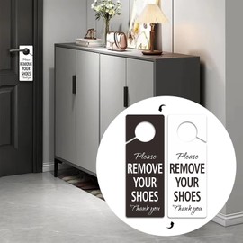 Please Remove Your Shoes, Take Your Shoes Off Sign, Plastic Door Knob Hanger Sign, No Shoes Sign for Front Door,House