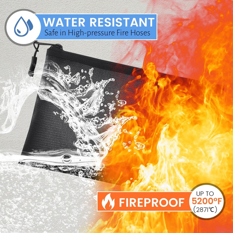Fireproof Bag for Documents 28CM×17CM, Water and Fire Proof Document
