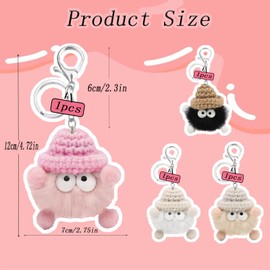LuyoNova Plush Key Fob, Car Key Ring with Metal Keyring with Cute Soft Plush, Backpack Decorations