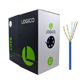 LOGICO Cat6 UTP Bulk Ethernet Network Cable 550Mhz Pure Copper Riser Blue 1000ft