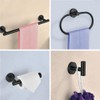 HITASTAR 7-Piece Bathroom Accessory Set self-Adhesive Brushed Black Bathroom Hardware,