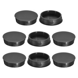 sourcing map 8Pcs 38mm(1-1/2") Nylon Hole Plugs, Flush Type Panel Round Snap in Fastener Knockout Locking Plugs for Furniture Insert End Caps Panels, Black