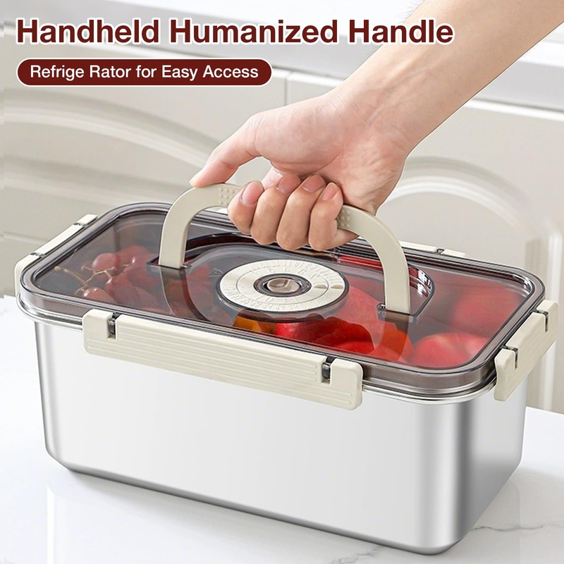 Stainless Steel Bread Box with Handle - a sealed bread