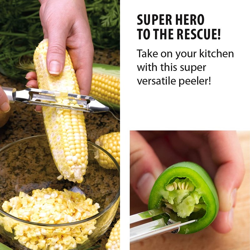 Rada Cutlery Deluxe Vegetable Peeler, Made in USA, Silver Handle
