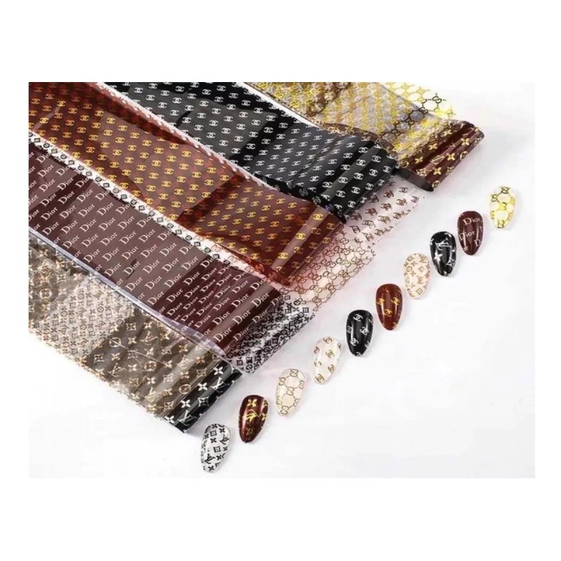 Foil De Marcas De Lujo Para Uñas Decoración 10 Tiras