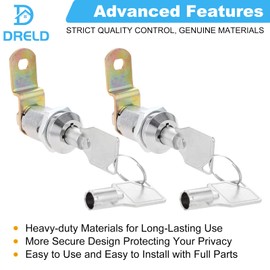 DRELD Set of 2 Tubular Cam Locks 27 mm with 4 Keys Tubular Cam Lock with 2 Latch Teeth Threaded Cam Lock for Drawer Cabinet (Silver, Open Each Other)