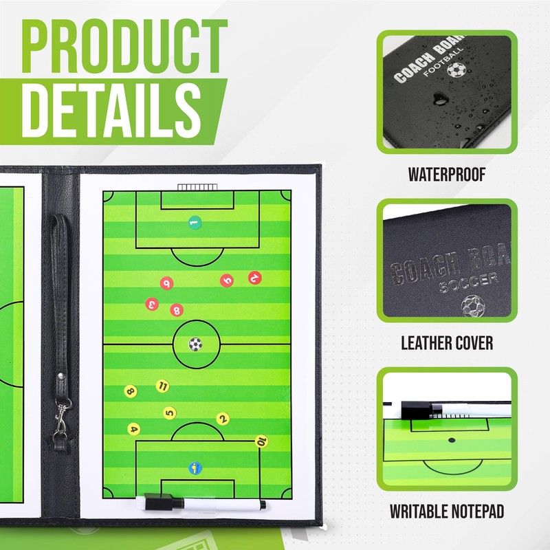 ZPU Soccer Coaching Board, Magnetic Soccer Clipboard for Coaches, Portable