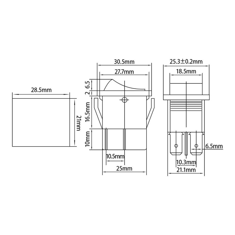Heschen Rocker Switch ON-OFF DPST 4 Terminals Green Light 16A