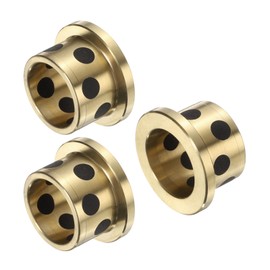 sourcing map 3pcs Flange Sleeve Bearings 16mm Bore x 20mm OD x 15mm Height, Wrapped Oilless Flange Bushings Brass Graphite, Oilless Lubricating Cast Brass Bushing