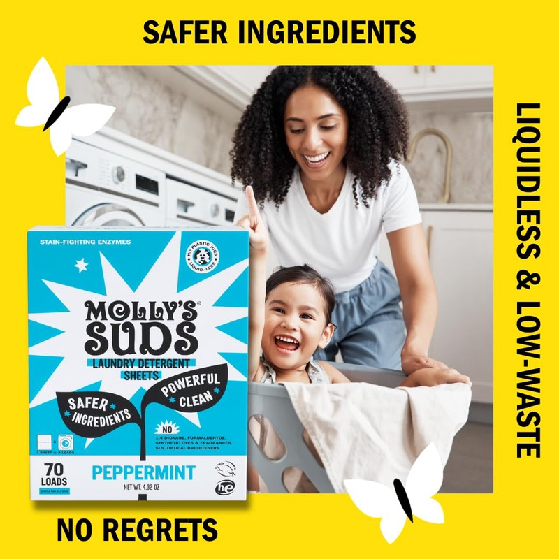 Molly’s Suds Laundry Detergent Sheets | Gentle on Sensitive Skin,