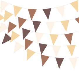 Brown Pennant Banners 32 Meters 105 Feet Boho Party Decorations Beige Bunting Khaki Caramel Triangle Flags Champagne Earth Tone Tan Rustic Neutral Decor for Birthday Wedding
