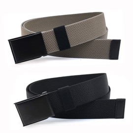 WYuZe Nylon Elastic Stretch Belt-2 Pack Men Casual Golf Belt Military Metal Buckle