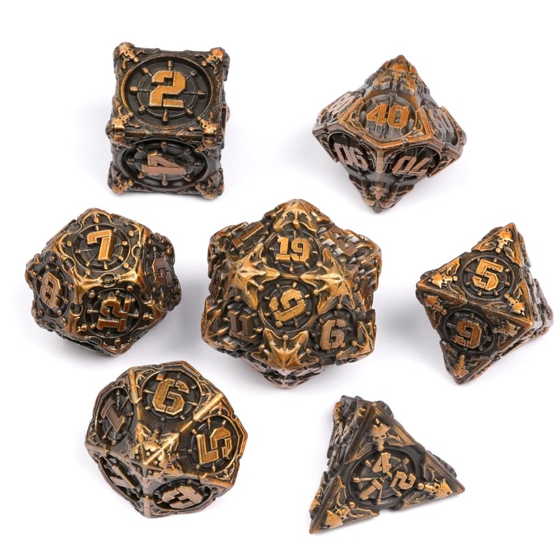 HKDZ Metal DND Dice Set, 7pcs Dnd Dice for Role