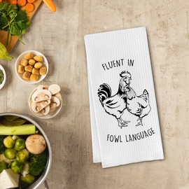 Cilrii Chicken Gift - Funny Farmhouse Chicken Dish Towels, Chicken Lovers Gifts, Decorative Chicken Hand Tea Towels for Kitchen Bathroom Decor, 16 X 24 Inches