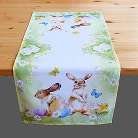 Raebel Table Runner Table Runner Table Runner 'Easter Bunny with Butterflies', Various Sizes, Multi-Colour, Size: Table Runner 40 x 90 cm