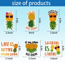 Cruise Door Magnets Stickers Decorations - 6 Pcs Upside Down Pineapple Ship Door Decor Funny Tropical Cruise Accessories for Refrigerator Ship Stateroom Carnival Party