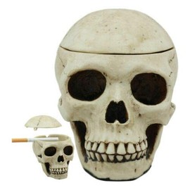 Statues Figurines Funny Decor Day of The Dead Ossuary Human Skull Ashtray Statue Skeleton Cranium Jewelry Box