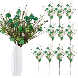 ZJoey 10 Pcs St.Patricks Day Artificial Plants Berry Stems 16 Inch Artificial Flowers Twig Stem Fake Floral Bunch Decorations for Irish Vase Bouquet and DIY Craft(St.Patricks Picks B)