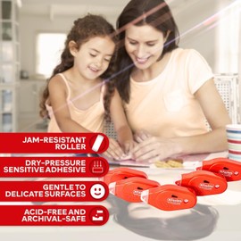 XFasten Adhesive Roller for Scrapbooking Japan Dots 6mm x 59ft 4-Pack Scrapbooking Paper Safe Double Sided Glue Tape Roller Runner, Double Sided Tape Roller, Adhesive Scrapbooking Supplies