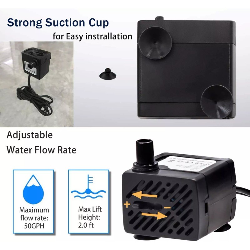 Jebao PP-333 Submersible Fountain Pond Pump 66gph (No inline Plug)