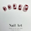 Short Squoval Press on Nails Red Star Fake Nails Nude