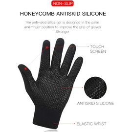 Katx Cycling Gloves Touchscreen Thermal Running Gloves Black Winter Gloves Warm Windproof Non-slip Fleece Lining Bike Gloves Warm Gloves for Men Women (L, Black)